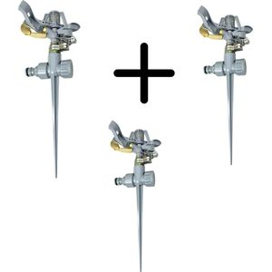 Synx Tools sectorsproeier set van 3 - sproeier - Messing - 360 graden - sectorbegrenzer - 14 M reikwijdte