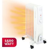 alpina Elektrische Olieradiator - Kachel met Thermostaat - Elektrische Verwarming - Bijverwarming - 1500W - Wit