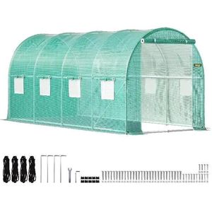 Tunnelkas Walk-In - Broeikas - Tuinkas - Waterdicht PE Doek - Met Gaasramen & Ritsdeur - Verzinkt Stalen Frame - 10x7x7ft - Voor Groenten en Bloemen