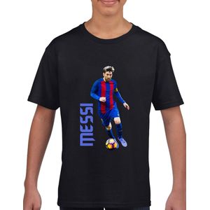 Messi - 10 - the goat - Kinder T-Shirt - zwart text blauw- Maat 164 ( Small ) - T-Shirt leeftijd 15 tot 16 jaar - Grappige teksten - Cadeau - Shirt cadeau - verjaardag - Kado