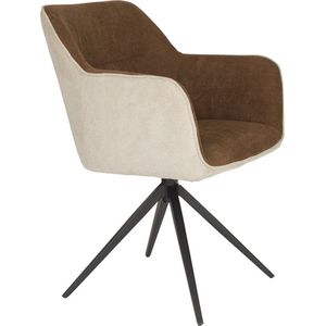 Giga Meubel Eetkamerstoel Daley - Polyester/Ijzer - Beige/Bruin