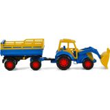 Cavallino Tractor met Voorlader en Aanhanger Blauw
