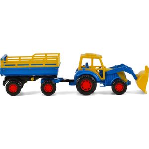 Cavallino Tractor met Voorlader en Aanhanger Blauw