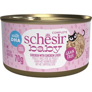 12x Schesir Baby Kitten Bouillon Kip & Lever 70 gr