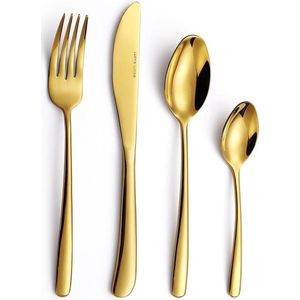 Lucy's Living Verona bestekset goud - 6 persoons - 24-delig bestekset - zwart - zilver - tafelen - diner - koken