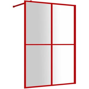 vidaXL Inloopdouchewand - Inloopdouchewanden - Douchescherm - Douchewand - Inloopdouchewand transparant 140x195 cm ESG-glas rood