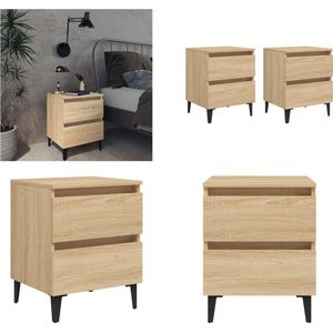vidaXL Nachtkastjes 2 st 40x35x50 cm bewerkt hout sonoma eikenkleurig - Nachtkastje - Nachtkastjes - Kastje - Kastjes