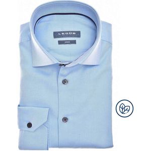 Ledub modern fit overhemd - lichtblauw twill - Strijkvriendelijk - Boordmaat: 45