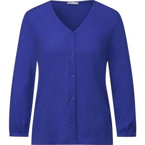 Street One LTD QR mat-mix shirt with button - Dames T-shirt - intense royal blue - Maat 38