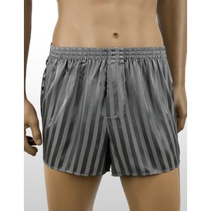 Zijden Boxershort - 100% Zijde - Exclusief Jacquard Stripe Design -Kleur Steelgrey - Maat M