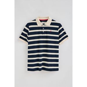 Marineblauwe polo Génova met strepen en geborduurd monogram