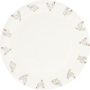 Clayre & Eef Dinerbord Ø 28 cm Beige Keramiek Rond Kippen Eetbord