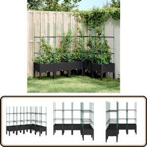 vidaXL Plantenbak met latwerk - Zwart - 160x120x142,5 cm Plantenbak - Plantenbakken - Bloempot - Bloembak