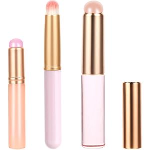 3 stuks roze siliconen lippenkwasten met dop - multifunctioneel voor lippenmake-up
