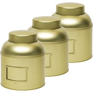 Gouden ronde opbergblikken/bewaarblikken met etikethouder 24 cm - Gouden voorraadblikken met labelhouder - Voorraadbussen