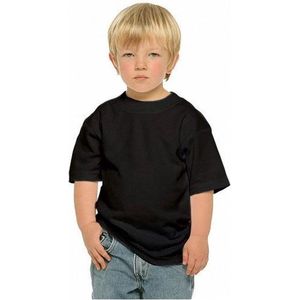 Set van 2x stuks zwarte kinder t-shirts 100% katoen - Kinderkleding basics, maat: 158-164 (XL)