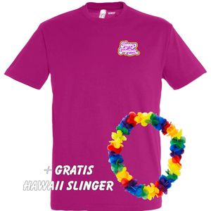 T-shirt Happy Together Regenboog klein | Love for all | Gay pride | Regenboog LHBTI | Fuchsia | maat XS