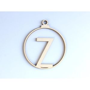 HOUTEN KERSTVERSIERING / WOODEN CHRISTMAS DECORATION - KERSTBAL / CHRISTMAS TREE BAUBLE - Letter Z - 9cm - LICHT HOUT / NATURAL WOOD - HOUTEN HANGERS - KERSTBOOM - ALFABET / ALPHABET - KERSTDECORATIE - NAAM