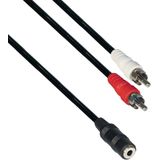 Tulp (m) - 3,5mm Jack (v) stereo audio adapter kabel - 0,20 meter