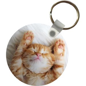 Sleutelhanger - Kat - Rood - Huisdieren - Kitten - Plastic - Rond - Uitdeelcadeautjes