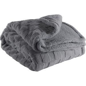 Tiseco - Plaid RAVA - super zacht stof - geruit patroon - 150x200 cm, Grijs