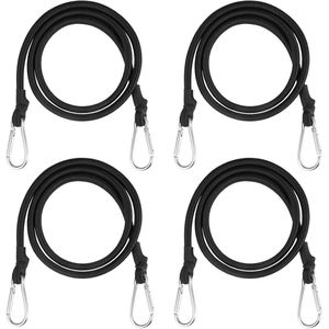 Titel: Extra sterke spanrubbers met karabijnhaak 100 cm - 4 stuks - Voor bagage, fiets, camping, zeilen, zonnezeil