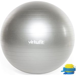 Yoga bal - VirtuFit Anti-Burst Fitnessbal Pro - Pilates bal - met voetpomp - Grijs - 55 cm