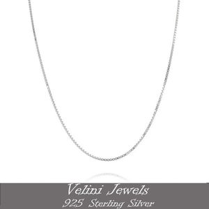 Velini jewels-0.8mm breed box halsketting-925 Zilver Ketting- 45cm met 5cm verlengstuk - veering slot