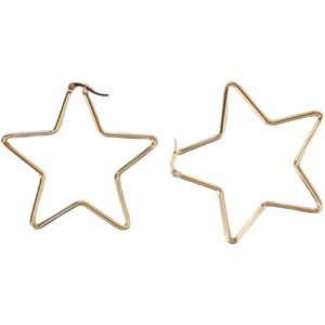 Oorbellen Ster Groot Goud Kleurig - Roestvrij staal (6,2cm) - Oorbellen Dames Goudkleurig - Statement Kerst Oorbellen - Oorbellen goud stainless steel - Ster oorbellen goud - Oorbellen Dames Groot (6,2cm)