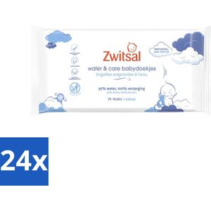 Zwitsal 0% Parfum - Babyverzorging - Babydoekjes Water & Care - 75 Doekjes - Voordeelverpakking - 24 stuks