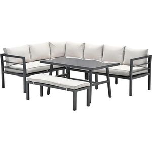 Garden Impressions Blakes lounge-diningset - 4-delig - carbon black - desert sand