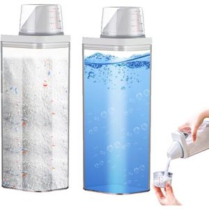 Luchtdichte wasmiddeldispenser met maatbeker - 1900 ml - wasmiddeldispenser - waspoeder opbergdoos - wasmiddelopslag - voercontainer