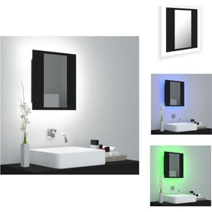 vidaXL Badkaastje - Spiegelkast met LED-Verlichting - RGB-Licht - Acryl Spiegel - Zwart - 40 x 12 x 45 cm - Badkamerkast