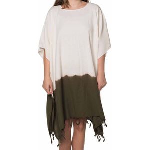 Dip Dye Strandtuniek Khaki - onesize (L/XL) - strand tuniek dames - sauna - strandmode - strandjurk - tuniek - sarong-dress - bikini cover up - strandjurkje