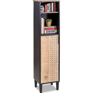 New York boekenkast - smalle boekenkast tienerkamer houtlook en zwart
