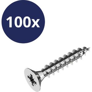Spaanplaatschroef Rvs A2 3,0x16mm PZ 1 verpakt per 100 stuksPrijs per 100 stuks