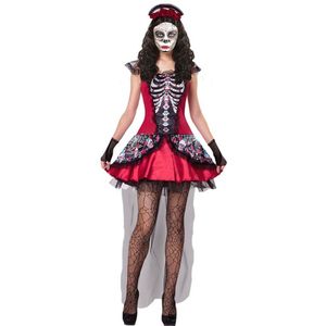 Widmann - Spaans & Mexicaans Kostuum - Rood Jurkje Dia De Los Muertos Ciguatenejo Vrouw - Rood - XS - Halloween - Verkleedkleding