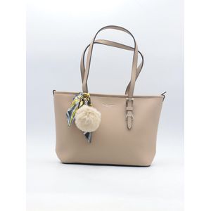 Flora & Co - Dames Tassen - Shopper - Tas met rits - Schoudertas - Handtas - Schooltas - Werktas - geschikt voor A4 - Beige