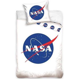 NASA Logo Dekbedovertrek - Eenpersoons - 140x200 cm - Wit