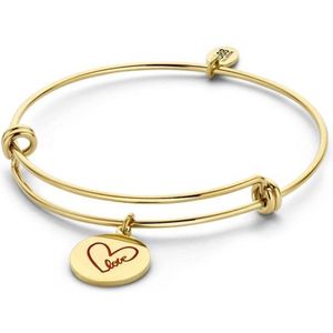 CO88 Collection 8CB-90175 - Stalen bangle met bedel - vingerafdruk hart - one-size - goudkleurig