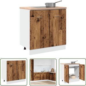 The Living Store Wastafelonderkast 80x46x81,5 cm bewerkt hout oud houtkleurig - Keukenkast - Gootsteenkast - Opslagoplossing - Houten Kast - Vintage Design