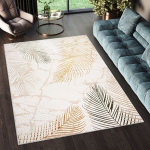 Tapiso Golden Vloerkleed Laagpolig Beige Modern Tapijt Maat- 160x230