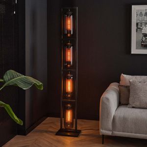LifestyleFurn Vloerlamp Jaida - 4-lamps - smoke-glas