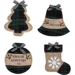 4 STKS Kerst Bestek Zakken Kerst Gebruiksvoorwerp Houder Kerst Messen Servies Cutter Bags Set Xmas Bestek Houder Set Servet Tas Voor Kerstfeest Tafel Decoratie Groen