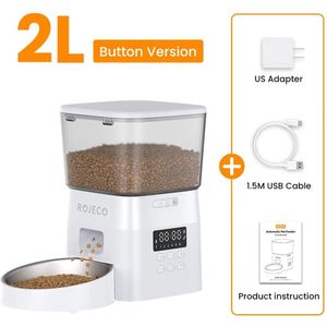 Verkoop nederland® - Automatische Hondenvoeder - Smart Food - Kibble Dispenser - Voor Katten - Auto Food - Opslag Container - Inhoud 2L - 0-16 Porties Instelbaar - Met Display