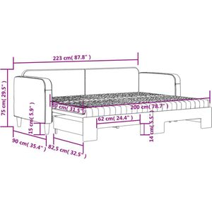 vidaXL Slaapbank met onderschuifbed - 80x200 cm - Lichtgrijs Slaapbank - Sofa Bed - Tweepersoonsbed - Onderkast Bed - Compact Bed