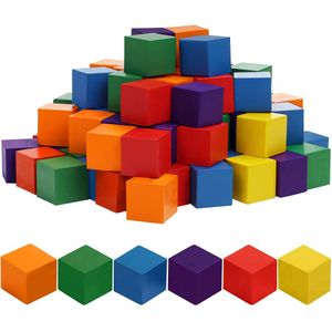 Belle Vous Gekleurde Houten Blokken (100 Pak) – 1,5 x 1,5 x 1,5 cm – 6 Natuurlijk Gekleurde Houten Kubussen – Voor DIY Hobby Projecten, Puzzel Maken, Educatief Kinder Reken Speelgoed & Cadeau