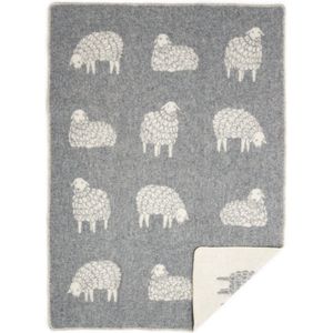 WOOOL Kinderdeken - SHEEP MIMA (Grijs) - 130x90cm - Wollen babydeken - 80% Nieuw-Zeelandse Wol - 20% Katoen - Dekentje