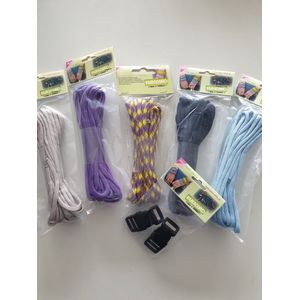 Joy!Crafts Paracord Set Paracord Set C met 5 kleuren a 5 meter - 2 sluitingen / Paracord touw voor Armbanden, Sleutelhangers, Camping en nog vele andere mogelijkheden