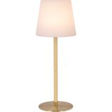 Lucide TYON - Oplaadbare Tafellamp Binnen/Buiten - Accu/Batterij - Ø 15 cm - LED Dimb. - 1x2W 2700K - IP65 - Mat Goud / Messing